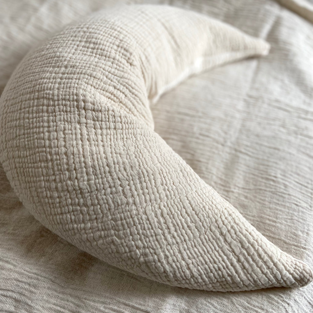 Organic nursing pillow, best breastfeeding pillow, buckwheat hull nursing pillow, half moon pillow, moon baby pillow