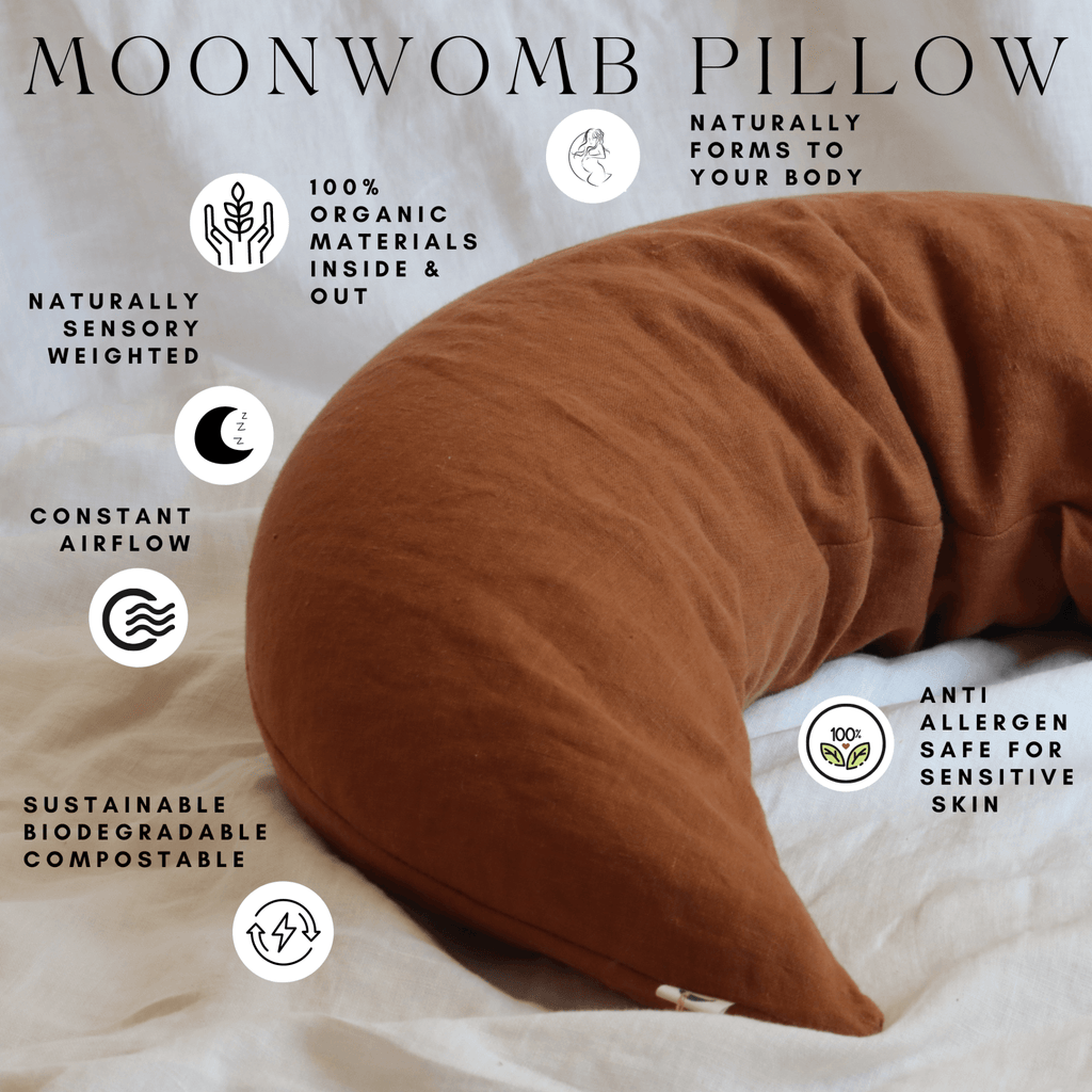 MoonWomb™ ☾ Organic Body, Pregnancy and Feeding Pillow - Linen Terra - The Sustainable Baby Co.