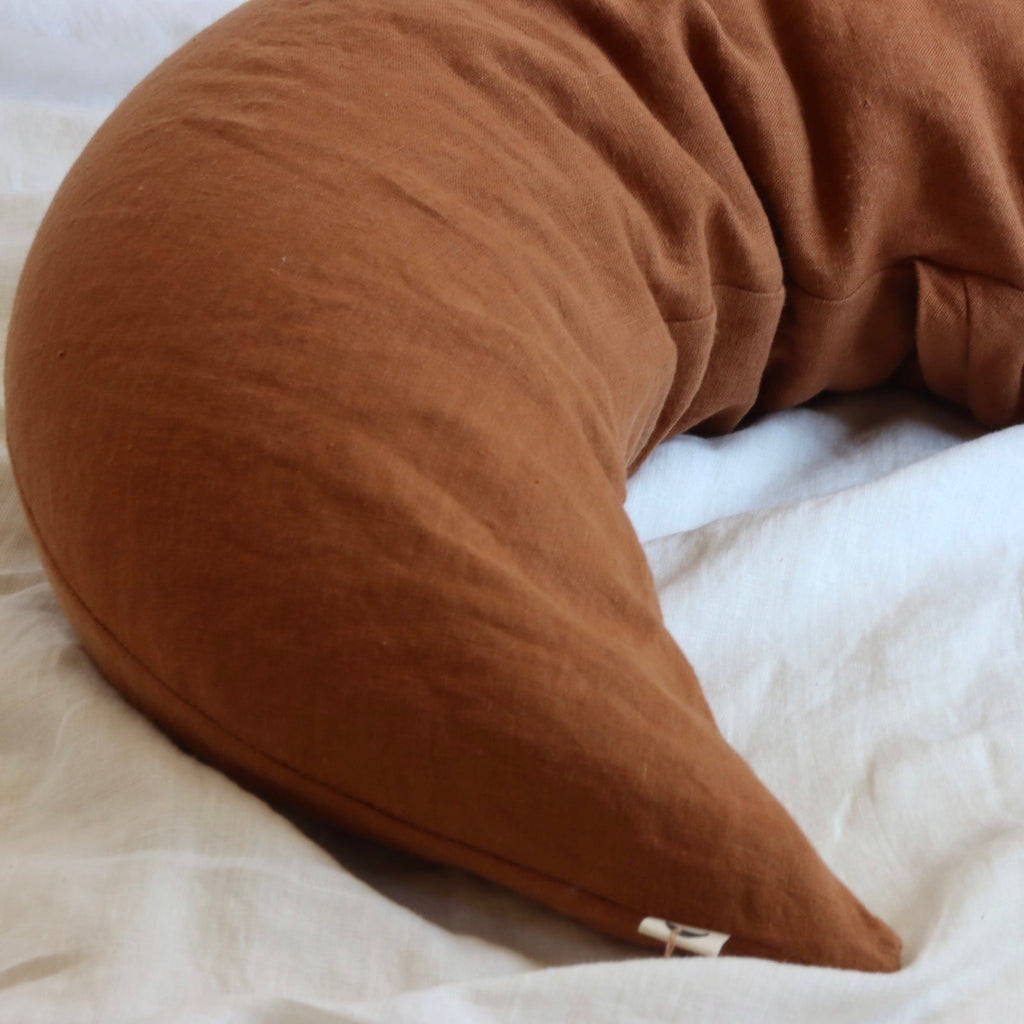 MoonWomb™ ☾ Organic Body, Pregnancy and Feeding Pillow - Linen Terra - The Sustainable Baby Co.