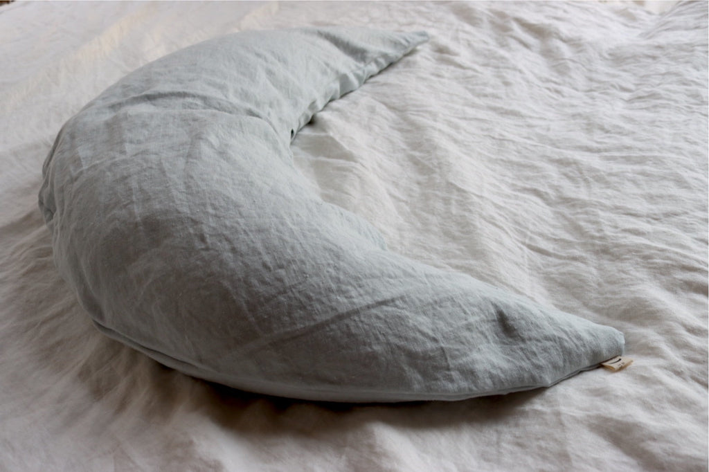 Organic Moon Womb Buckwheat Hull Pillow - Mineral Linen - The Sustainable Baby Co.